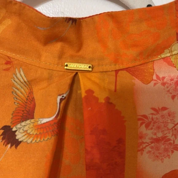 Mia de Dios Anthropologie Orange Asymmetrical Blouse with Mandarin Collar, S - Picture 8 of 10